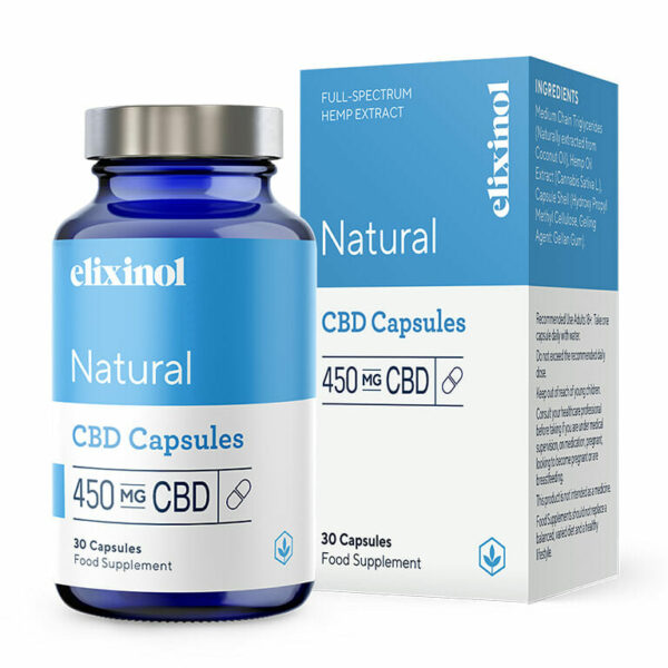 Natural CBD Capsules 450mg by Elixinol