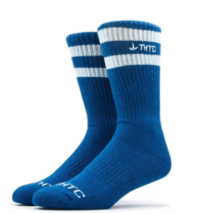 THTC Low Class Letter Crew Hemp Socks - Blue