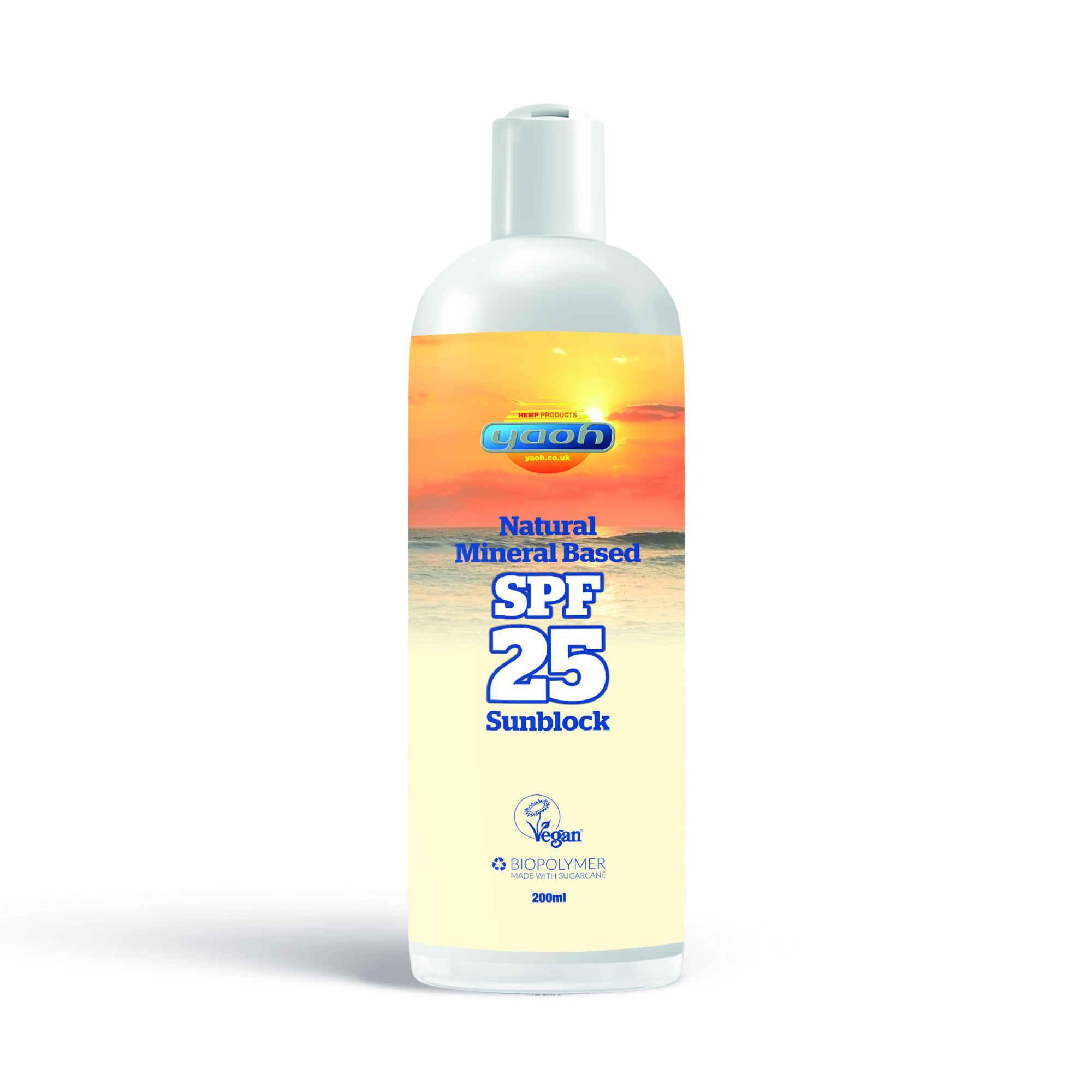Yaoh SPF 25 hemp sunblock bottle