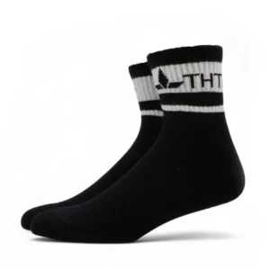 THTC Black & White Stripy Hemp Ankle Socks